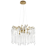 Люстра подвесная круглая в виде ветвей деревьев бронзового цвета с прозрачными подвесками-каплями Droplet Chandelier варинант исполнения - 3 | Loft Concept в Ульяновске