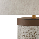 Настольная лампа с тканевым абажуром и основанием из кожи Leather Column варинант исполнения - 1 | Loft Concept в Ульяновске
