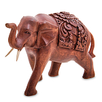 Статуэтка из дерева суар в виде слона в традиционном облачении Elephant in blanket варинант исполнения - 1 | Loft Concept в Ульяновске