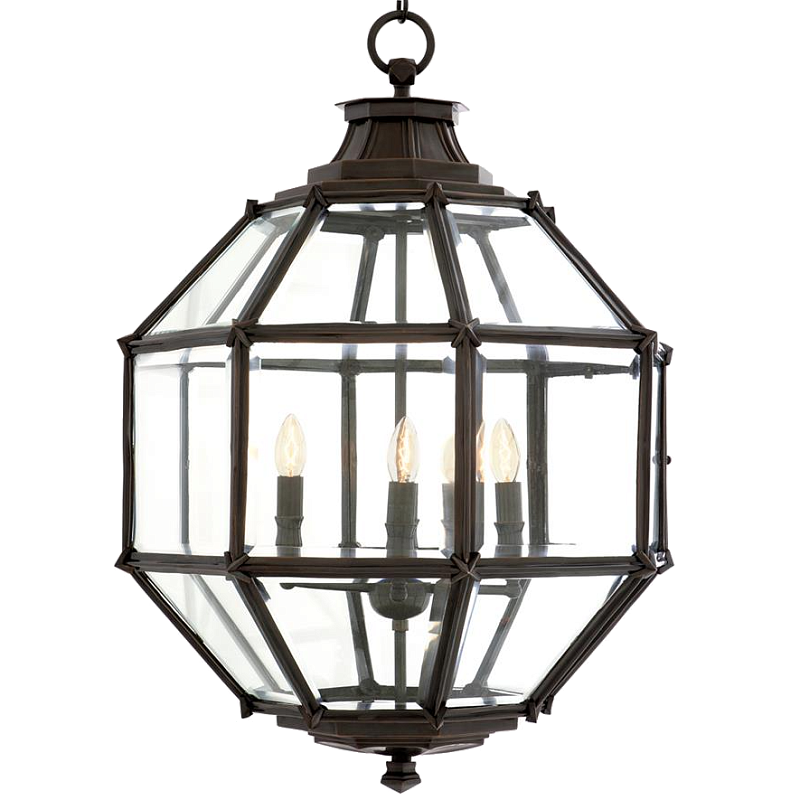 Люстра Lantern Owen Bronze M Темная бронза Прозрачный (Transparent) в Ульяновске | Loft Concept 
