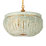 Подвесной светильник с каскадом из стеклянных декоративных элементов на золотом каркасе Shining Sea Glass варинант исполнения - 3 | Loft Concept в Ульяновске