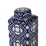 Ваза прямоугольной формы с крышкой и геометрическим узором в сине-белых цветах Blue & White Ornament  варинант исполнения - 2 | Loft Concept в Ульяновске