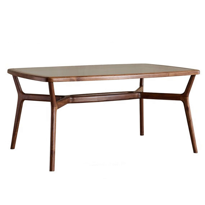 Стол обеденный с каркасом из дерева и стеклянной столешницей Walnut Dining Table Орех Стол обеденный с каркасом из дерева и стеклянной столешницей Walnut Dining Table Орех в Ульяновске | Loft Concept
