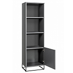 Стеллаж книжный цвета графит с 3-мя открытыми полками и дверкой Strict Lines варинант исполнения - 2 | Loft Concept в Ульяновске