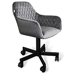 Стул с мягкой серой обивкой из велюра и подъемно-поворотным механизмом на черных колесиках Harper Gray варинант исполнения - 1 | Loft Concept в Ульяновске