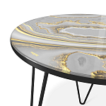 Стол журнальный c круглой столешницей из стекла серого цвета Gray and Gold Marble варинант исполнения - 3 | Loft Concept в Ульяновске