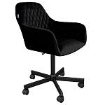 Стул с мягкой черной обивкой из велюра и подъемно-поворотным механизмом на колесиках Harper Black варинант исполнения - 1 | Loft Concept в Ульяновске