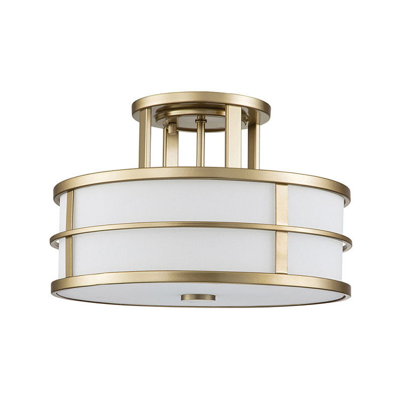 Потолочный светильник с белым матовым абажуром в металлическом каркасе Feiss Белый Латунь в Ульяновске | Loft Concept 