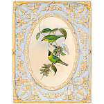 Декоративный постер с изображением птиц в раме с рельефным растительным узором Blooming Birds Poster варинант исполнения - 8 | Loft Concept в Ульяновске