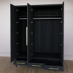 Большой Шкаф Primo Черный дуб с 3 дверьми и 3 выдвижными ящиками варинант исполнения - 8 | Loft Concept в Ульяновске