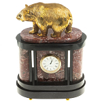 Часы настольные бронзовые с декором в виде медведя Bear Stone Clock варинант исполнения - 4 | Loft Concept в Ульяновске