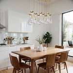 Люстра с 9-ю прозрачными стеклянными плафонами в форме капли Lucid Rain  варинант исполнения - 11 | Loft Concept в Ульяновске