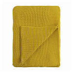 Плед из хлопка жемчужной вязки горчичного цвета Waffle Comfort варинант исполнения - 1 | Loft Concept в Ульяновске