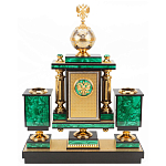 Настольный письменный набор из малахита и долерита с декором в виде герба России Leader Organizer варинант исполнения - 3 | Loft Concept в Ульяновске