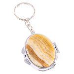 Зеркало брелок карманное двухстороннее из натурального камня Оникс Silver Stone Mirrors варинант исполнения - 1 | Loft Concept в Ульяновске