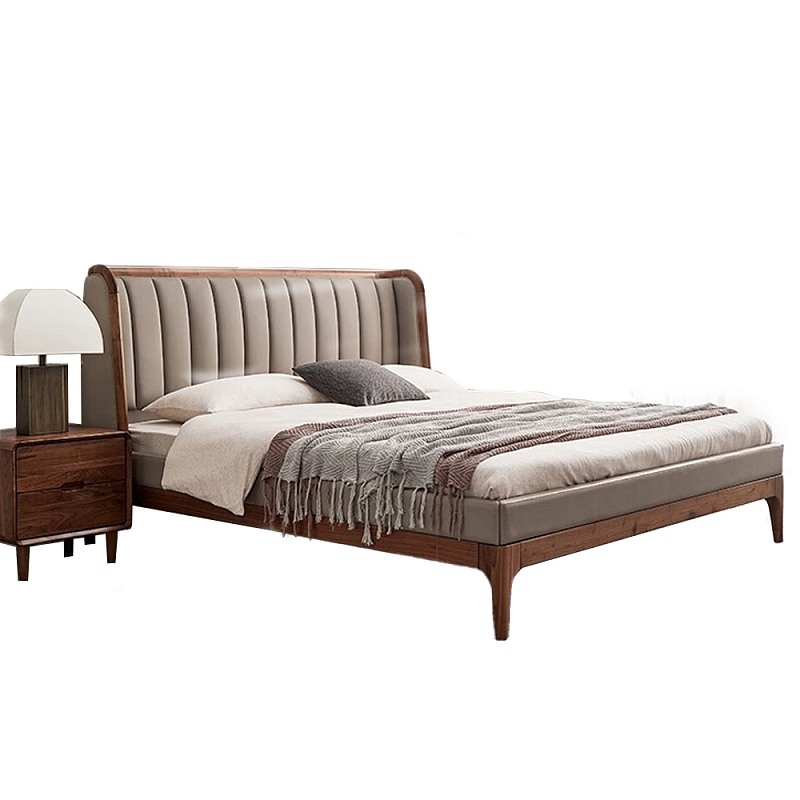 Кровать двуспальная с мягким изголовьем Moon Walnut Bed Орех Кровать двуспальная с мягким изголовьем Moon Walnut Bed Орех в Ульяновске | Loft Concept