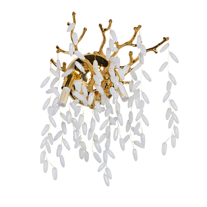 Бра золотого цвета с ветвями и белыми овальными стеклянными подвесками Droplet Chandelier