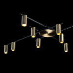 Потолочный светильник с 10-ю цилиндрическими плафонами цвета латунь TRIBES CHANDELIER варинант исполнения - 4 | Loft Concept в Ульяновске