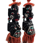 Комплект из 2-х деревянных статуэток Asmat Red Straw Headdress Statuettes варинант исполнения - 3 | Loft Concept в Ульяновске