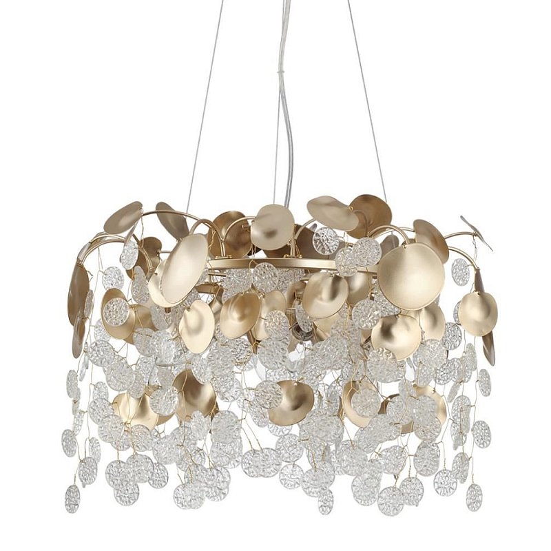 Люстра с декоративными подвесками из прозрачного стекла в форме монеток FAIRYTREE Light Золотой Прозрачное Стекло в Ульяновске | Loft Concept 