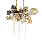 Люстра подвесная с 18-ю стеклянными плафонами с вертикальными подвесками Gilded Mirage  варинант исполнения - 1 | Loft Concept в Ульяновске