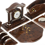 Настольный письменный набор с часами из природного камня обсидиана Competent Leader варинант исполнения - 4 | Loft Concept в Ульяновске