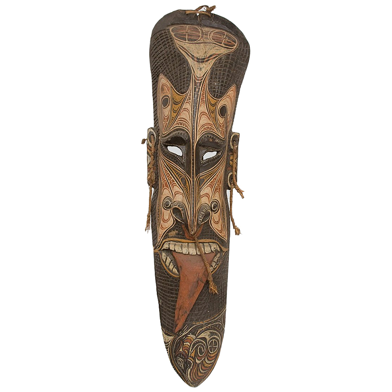 Деревянная маска ручной работы Papuan Mask Коричневый Бежевый Деревянная маска ручной работы Papuan Mask Коричневый Бежевый в Ульяновске | Loft Concept