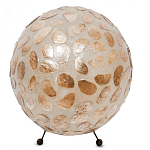 Настольная лампа из перламутра на металлическом каркасе Indonesian Circle варинант исполнения - 1 | Loft Concept в Ульяновске