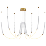 Люстра подвесная с 6-ю изогнутыми плафонами и белыми декоративными шариками PEARLS Suspension варинант исполнения - 4 | Loft Concept в Ульяновске