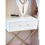 Приставной столик с выдвижным ящиком  White Table Carved Pattern варинант исполнения - 7 | Loft Concept в Ульяновске