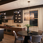 Люстра цвета латунь с 6-ю лампами свечами внутри цилиндрического абажура из черных металлических реек Kichler варинант исполнения - 7 | Loft Concept в Ульяновске