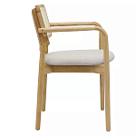 Стул обеденный с мягким сиденьем и спинкой из плетеного ротанга Wood and Textile Chair варинант исполнения - 2 | Loft Concept в Ульяновске