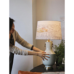 Настольная лампа с принтом на белом тканевом абажуре Roof Garden Lamp варинант исполнения - 5 | Loft Concept в Ульяновске