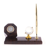 Настольный письменный набор с глобусом и ручкой из натурального обсидиана World Globe варинант исполнения - 1 | Loft Concept в Ульяновске