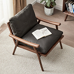 Кресло c каркасом из массива дерева и мягкой кожаной обивкой Walnut Armchair варинант исполнения - 2 | Loft Concept в Ульяновске