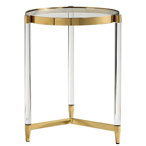 Золотой приставной столик с круглой стеклянной столешницей Weightless Table