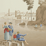 Обои ручная роспись Views of Italy Azure on Sepia варинант исполнения - 2 | Loft Concept в Ульяновске