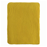 Плед из хлопка жемчужной вязки горчичного цвета Waffle Comfort варинант исполнения - 4 | Loft Concept в Ульяновске