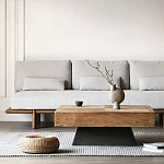 Дизайнерский журнальный стол квадратный с черным трапециевидным основанием Wokab варинант исполнения - 1 | Loft Concept в Ульяновске