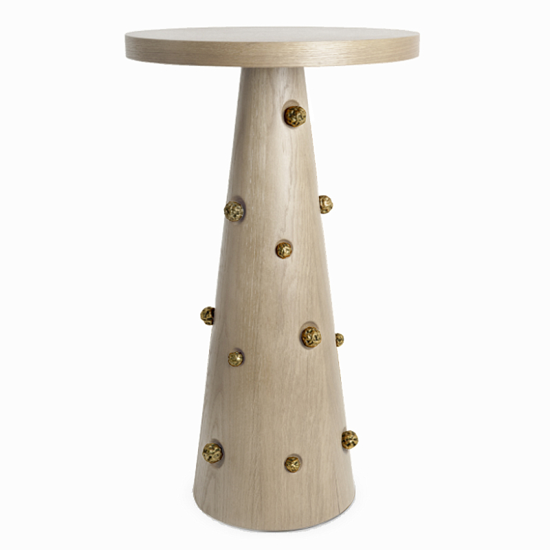 Приставной столик Okinawa Gray Side table Бежевый Золотой в Ульяновске | Loft Concept 