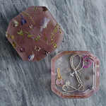 Шкатулка из эпоксидной смолы с цветами розовая Epoxy Resin Square Box Pink варинант исполнения - 2 | Loft Concept в Ульяновске