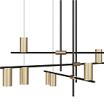 Люстра с 9-ю цилиндрическими плафонами цвета латунь TRIBES CHANDELIER варинант исполнения - 2 | Loft Concept в Ульяновске