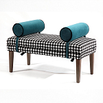 Банкетка Banquette PIED DE POULE с принтом гусиная лапка и синими подлокотниками  варинант исполнения - 2 | Loft Concept в Ульяновске