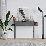 Консоль напольная серая с выдвижным ящиком и 2-мя полками с белой столешницей OTIS CONSOLE RETRO GRAY варинант исполнения - 1 | Loft Concept в Ульяновске