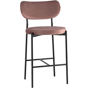 Барный Стул Alfie Chair Черные ножки Розовый Велюр
