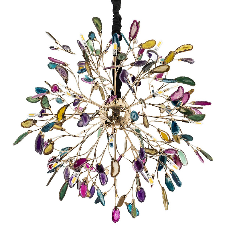 Люстра с декором разноцветный агат Multicolored Agate Chandelier 18 Глянцевое золото Мульти Люстра с декором разноцветный агат Multicolored Agate Chandelier 18 Глянцевое золото Мульти в Ульяновске | Loft Concept