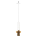 Подвесной светильник с узким цилиндрическим плафоном и золотым металлическим декором Concrete Pipe варинант исполнения - 11 | Loft Concept в Ульяновске