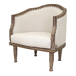 Кресло низкое с мягкой обивкой из льна на 4-х деревянных ножках Emile Armchair beige варинант исполнения - 3 | Loft Concept в Ульяновске