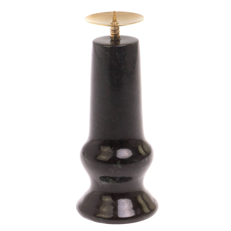 Подсвечник из натурального камня змеевик чёрного цвета Stone Candlestick Черный Золотой в Ульяновске | Loft Concept 