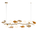 Люстра линейная на золотистом каркасе с белыми стеклянными плафонами Zest of Light варинант исполнения - 1 | Loft Concept в Ульяновске